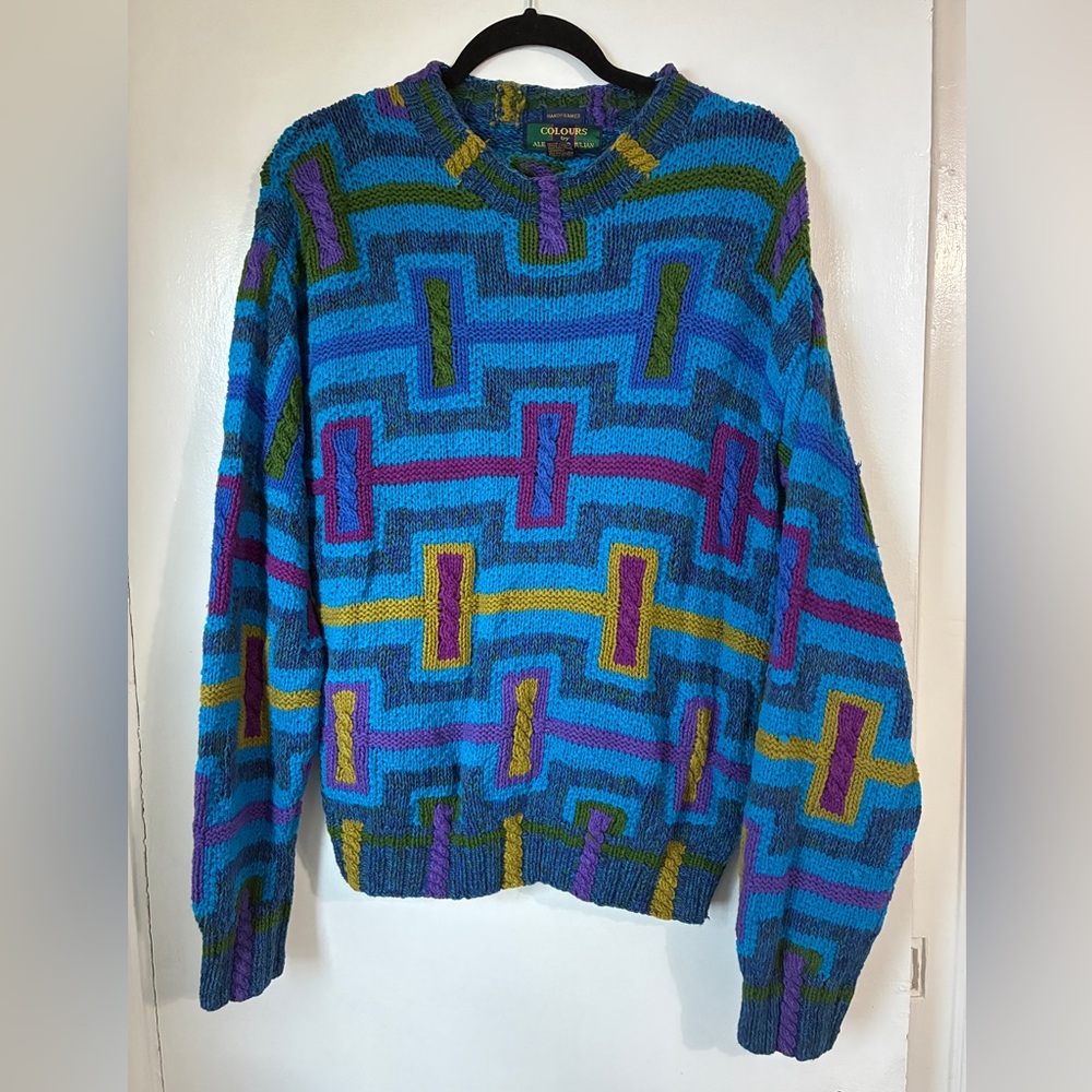 Vintage Colours by Alexander Julian Grandpa Sweater Geometric Pattern